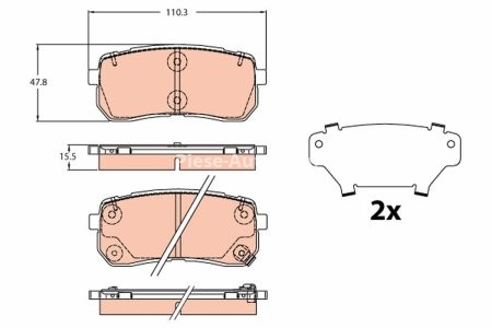 Set plăcuțe frână TRW, spate, (cu suplimente), pentru: KIA SORENTO III 2.2D-3.5 01.15-