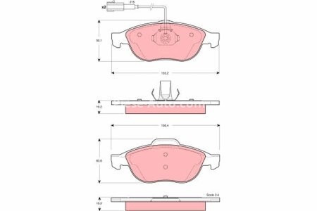 Set plăcuțe frână TRW, față, pentru: LANCIA LYBRA 1.6 07.99-10.05 3