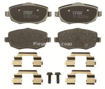 Set plăcuțe frână TRW, față (cu accesorii; cu șuruburi de ghidare etrier frână), pentru: LANCIA Y, YPSILON 1.2/1.3D/1.4 10.00-12.11 3