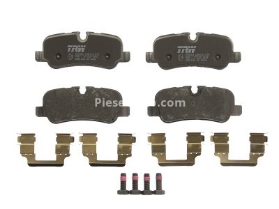 Set plăcuțe frână TRW, spate, (cu accesorii; cu șuruburi de ghidare etrier frână), pentru: LAND ROVER DISCOVERY III, DISCOVERY IV, RANGE ROVER III 2.7D-5.0 03.02-12.18