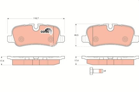 Set plăcuțe frână TRW, spate, (cu accesorii; cu șuruburi de ghidare etrier frână), pentru: LAND ROVER DISCOVERY III, DISCOVERY IV, RANGE ROVER III 2.7D-5.0 03.02-12.18