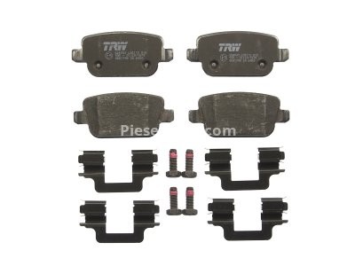 Set plăcuțe frână TRW, spate, (cu accesorii; cu șuruburi de ghidare etrier frână), pentru: LAND ROVER FREELANDER 2 2.2D 10.06-10.14