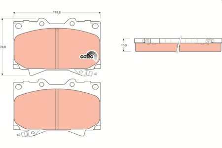 Set plăcuțe frână TRW, față, pentru: LEXUS LX; TOYOTA LAND CRUISER, LAND CRUISER 100, TUNDRA 3.4/4.2D/4.7 01.90-