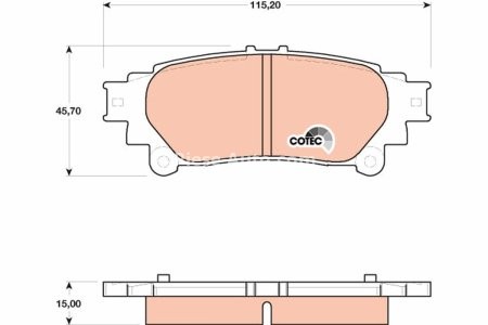 Set plăcuțe frână TRW, spate, pentru: LEXUS GS, IS III, RC, RX; TOYOTA HIGHLANDER / KLUGER 2.0-3.5H 12.08-