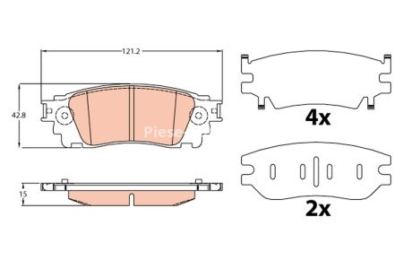 Set plăcuțe frână TRW, spate, pentru: LEXUS NX 2.0/2.5H 07.14-