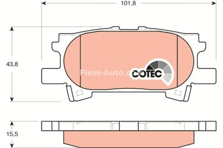 Set plăcuțe frână TRW, spate, pentru: LEXUS RX; TOYOTA HARRIER, HIGHLANDER / KLUGER 2.4-3.5 09.00-12.13
