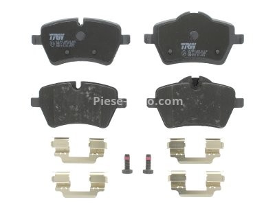 Set plăcuțe frână TRW, față (cu accesorii; cu șuruburi de ghidare etrier frână), pentru: MINI (R50, R53), (R52), (R56), (R57), (R58), (R59), CLUBMAN (R55) 1.4-2.0D 06.01-10.16