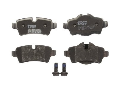 Set plăcuțe frână TRW, spate, (cu accesorii; cu șuruburi de ghidare etrier frână), pentru: MINI (R50, R53), (R56), (R57), (R58), (R59), CLUBMAN (R55) 1.4-2.0D 03.06-06.15