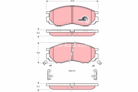 Set plăcuțe frână TRW, față, pentru: MITSUBISHI DELICA / SPACE GEAR, L 300 III, L200, L400 2.0-2.8D 07.94-12.07 3