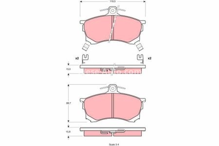 Set plăcuțe frână TRW, față (cu accesorii; cu șuruburi de ghidare etrier frână), pentru: MITSUBISHI CARISMA 1.6/1.9D 07.95-06.06
