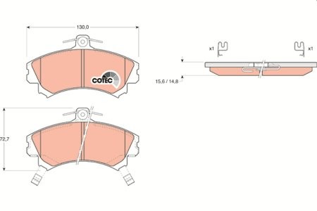 Set plăcuțe frână TRW, față (cu accesorii; cu șuruburi de ghidare etrier frână), pentru: MITSUBISHI CARISMA, SPACE STAR 1.3-1.9D 05.95-06.06