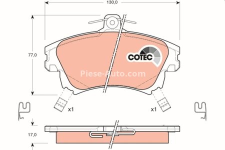 Set plăcuțe frână TRW, față (cu accesorii; cu șuruburi de ghidare etrier frână), pentru: VOLVO S40 I, V40; MITSUBISHI CARISMA, COLT CZC VI, COLT VI 1.3-2.0 05.95-06.12