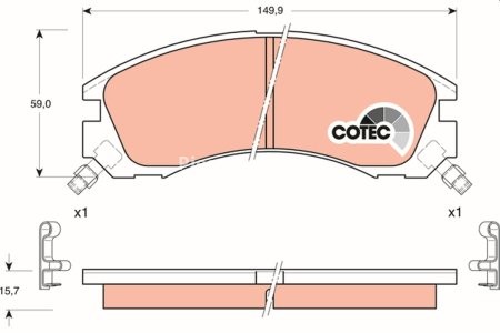 Set plăcuțe frână TRW, față (cu suplimente), pentru: MITSUBISHI ASX, L200, L400, LANCER IV, LANCER V, LANCER VI, LANCER VIII, MAGNA, OUTLANDER I, OUTLANDER II, OUTLANDER III 2.0-3.5 11.89-