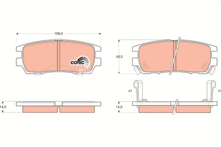 Set plăcuțe frână TRW, spate, pentru: MITSUBISHI 3000 GT, ECLIPSE III, ECLIPSE IV, L400, PAJERO CLASSIC, PAJERO I, PAJERO II, PAJERO SPORT I, SIGMA 2.0-3.8 11.89-