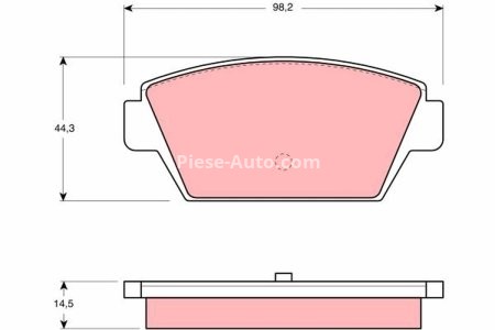 Set plăcuțe frână TRW, spate, pentru: MITSUBISHI COLT II, COLT III, ECLIPSE I, GALANT V, GALANT VI, GALANT VII, LANCER IV 1.5-2.4 06.84-08.96