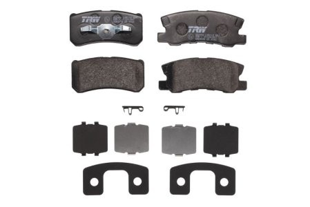 Set plăcuțe frână TRW, spate, (cu suplimente), pentru: MITSUBISHI ASX, ENDEAVOR, GRANDIS, LANCER VIII, OUTLANDER II 1.6-3.8 01.03-