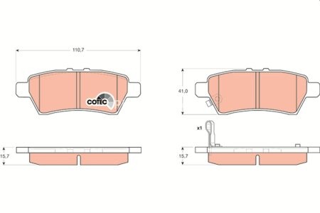 Set plăcuțe frână TRW, spate, pentru: NISSAN NP300 NAVARA, PATHFINDER III, XTERRA 2.5D/3.0D/4.0 10.04-