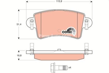 Set plăcuțe frână TRW, spate, (cu accesorii; cu șuruburi de ghidare etrier frână), pentru: NISSAN INTERSTAR; OPEL MOVANO A; RENAULT MASTER II 1.9D-3.0D 07.98-