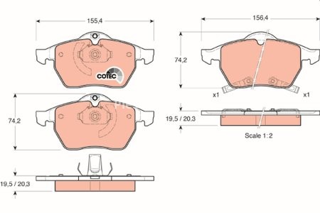 Set plăcuțe frână TRW, față, pentru: OPEL ASTRA G, ZAFIRA A; SAAB 900 II, 9-3, 9-5 1.9D-3.0D 07.93-12.09