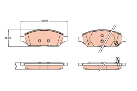 Set plăcuțe frână TRW, față, pentru: OPEL KARL 1.0/1.0LPG 01.15-03.19
