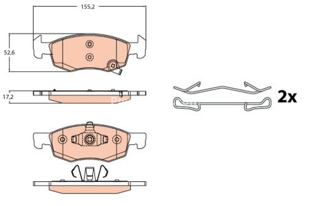 Set plăcuțe frână TRW, față (cu suplimente), pentru: OPEL CORSA E, CORSA E/HATCHBACK 1.0-1.4LPG 09.14-