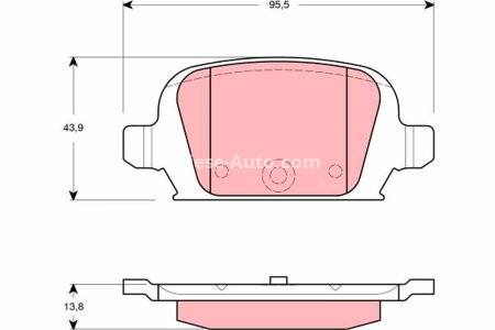 Set plăcuțe frână TRW, spate, (cu accesorii; cu șuruburi de ghidare etrier frână), pentru: OPEL CORSA C, CORSA C/HATCHBACK, TIGRA 1.3D-1.8 09.00-06.12