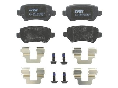 Set plăcuțe frână TRW, spate, (cu accesorii; cu șuruburi de ghidare etrier frână), pentru: OPEL ZAFIRA B, ZAFIRA B/MINIVAN 1.6-2.2 07.05-04.15