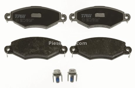 Set plăcuțe frână TRW, față (cu accesorii; cu șuruburi de ghidare etrier frână), pentru: PEUGEOT 206, 306, 306/HATCHBACK 1.1-1.9D 04.93-12.12 3