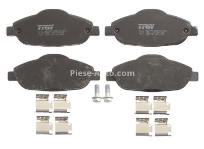 Set plăcuțe frână TRW, față (cu accesorii; cu șuruburi de ghidare etrier frână), pentru: PEUGEOT 3008, 308, 308 I, 308 I/KOMBI 1.2-2.0D 09.07-08.16