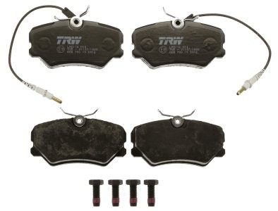 Set plăcuțe frână TRW, față (cu accesorii; cu șuruburi de ghidare etrier frână), pentru: PEUGEOT 405 I, 405 II, 405 II/KOMBI 1.4-1.9D 01.87-04.97 3