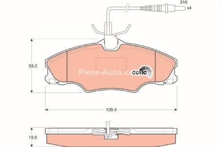 Set plăcuțe frână TRW, față (cu accesorii; cu șuruburi de ghidare etrier frână), pentru: PEUGEOT 406 1.6/1.8/1.9D 11.95-10.04