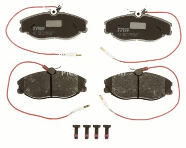 Set plăcuțe frână TRW, față (cu accesorii; cu șuruburi de ghidare etrier frână), pentru: PEUGEOT 406, 607 1.9D-3.0 11.95-08.05 3