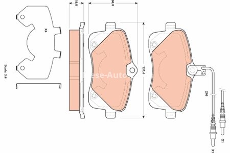 Set plăcuțe frână TRW, față (cu accesorii; cu șuruburi de ghidare etrier frână), pentru: PEUGEOT 407, 407/KOMBI 1.6D-2.0D 03.04-12.10 3