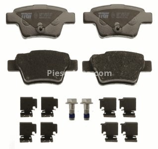 Set plăcuțe frână TRW, spate, (cu accesorii; cu șuruburi de ghidare etrier frână), pentru: PEUGEOT 207, 207/HATCHBACK, 207/KOMBI 1.6/1.6D 02.06-01.15 3