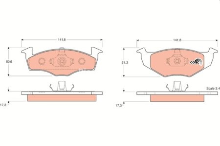Set plăcuțe frână TRW, față, pentru: SEAT AROSA; SKODA FABIA I, FABIA I PRAKTIK, FABIA II; VW FOX, LUPO I, POLO, POLO III, POLO III CLASSIC, POLO/HATCHBACK 1.0-1.9D 10.94-12.14