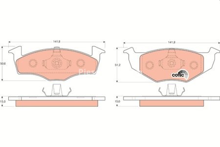 Set plăcuțe frână TRW, față, pentru: SEAT CORDOBA, CORDOBA VARIO, IBIZA II, TOLEDO I; VW GOLF III, LUPO I, POLO, POLO III CLASSIC, POLO/KOMBI, VENTO 1.0-1.9D 10.91-12.02