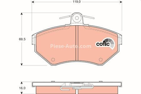 Set plăcuțe frână TRW, față (cu accesorii; cu șuruburi de ghidare etrier frână), pentru: SEAT AROSA, CORDOBA, CORDOBA VARIO, IBIZA II, INCA, TOLEDO I; VW CADDY II 1.0-2.0 02.86-07.05
