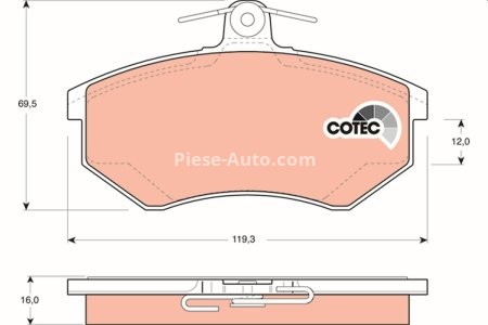 Set plăcuțe frână TRW, față (cu accesorii; cu șuruburi de ghidare etrier frână), pentru: SEAT CORDOBA, IBIZA II, INCA, TOLEDO I; VW CADDY II/MINIVAN, GOLF II 1.4-2.2 05.84-07.05