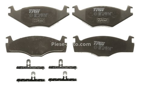 Set plăcuțe frână TRW, față (cu suplimente), pentru: SEAT CORDOBA, CORDOBA VARIO, IBIZA II; VW GOLF I, GOLF II, JETTA I, JETTA II, PASSAT B2, POLO, SANTANA, SCIROCCO 1.3-2.2 06.76-09.02 3