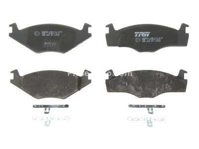 Set plăcuțe frână TRW, față (cu suplimente), pentru: SEAT CORDOBA, IBIZA II, TOLEDO I; VW CADDY I, GOLF I, GOLF II, GOLF III, JETTA I, JETTA II, PASSAT B1, PASSAT B2 1.3-1.9D 08.75-10.02