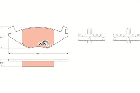 Set plăcuțe frână TRW, față (cu suplimente), pentru: SEAT CORDOBA, IBIZA II; VW DERBY, GOLF II, JETTA II, PASSAT B1, PASSAT B2, POLO, POLO CLASSIC, POLO II 1.0-2.1 05.73-10.02