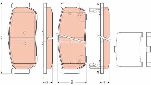 Set plăcuțe frână TRW, spate, pentru: SSANGYONG KYRON, REXTON / REXTON II, REXTON W / REXTON 2.0D-3.2 04.02- 3