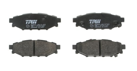 Set plăcuțe frână TRW, spate, pentru: SUBARU BRZ, FORESTER, IMPREZA, LEGACY V, OUTBACK, WRX; TOYOTA GT 86 1.5LPG-2.5 09.08-