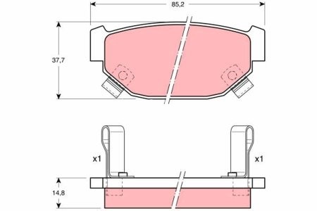 Set plăcuțe frână TRW, spate, pentru: SUBARU LEONE / LOYALE, LEONE III, XT 1.3/1.8 11.84-02.92 3