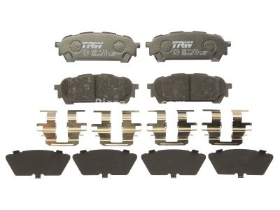 Set plăcuțe frână TRW, spate, (cu suplimente), pentru: SUBARU FORESTER, IMPREZA 1.6/2.0/2.5 12.00-06.09