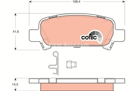 Set plăcuțe frână TRW, spate, (cu suplimente), pentru: SUBARU FORESTER, IMPREZA, LEGACY III, LEGACY IV, OUTBACK 1.5-3.0 10.95-08.09