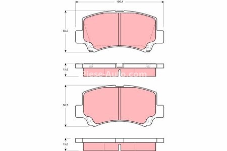 Set plăcuțe frână TRW, față (cu suplimente), pentru: SUZUKI WAGON R+ 1.0/1.2/1.3 02.98-12.14 3