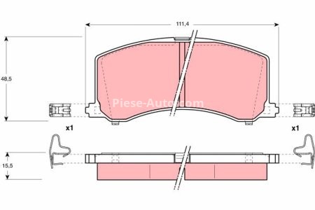 Set plăcuțe frână TRW, față (cu suplimente), pentru: SUZUKI GRAND VITARA I, VITARA, XL-7 1.9D-2.7 12.94-08.06