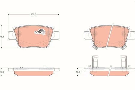 Set plăcuțe frână TRW, spate, pentru: TOYOTA AVENSIS, COROLLA VERSO, PREVIA 1.6-3.5 10.00-