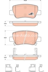 Set plăcuțe frână TRW, spate, (cu suplimente), pentru: TOYOTA AVENSIS 1.6-2.2D 11.08-10.18